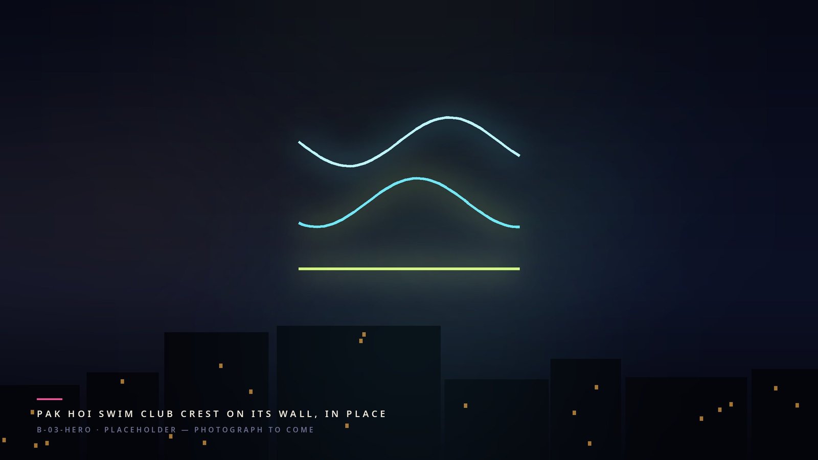 Two waves in cyan neon over a lime lane line
