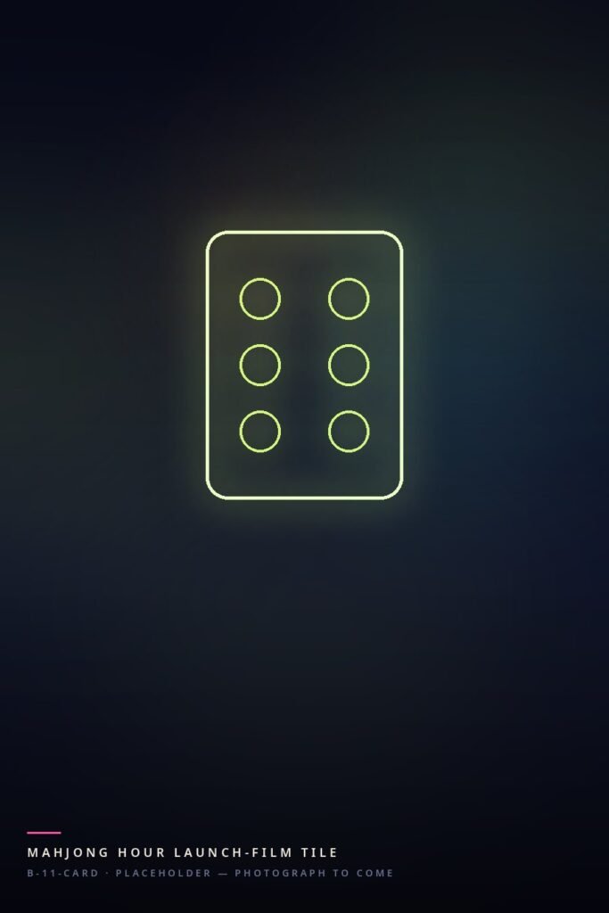 A mahjong tile in lime neon