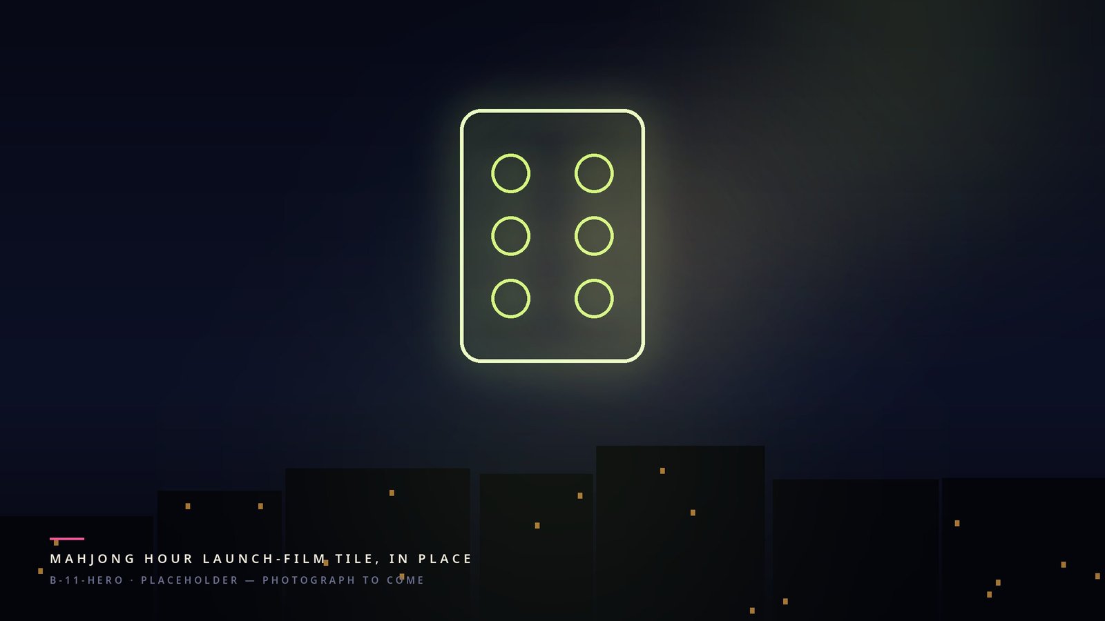 A mahjong tile in lime neon
